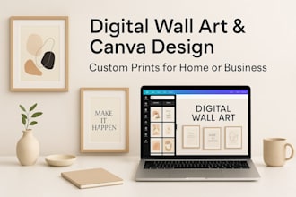create stunning digital wallart and canva designs for home and business decor