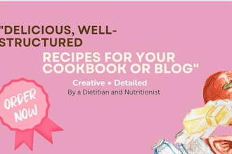 write or design recipes  for your cookbook
