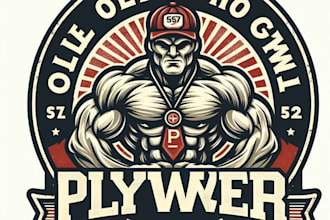 do custom vintage old school gym power badge mascot logo with t shirt design