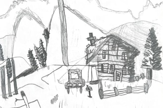 draw a custom hand drawn black and white sketch for your business or project