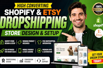 build etsy shopify pod dropshipping store shopify website etsy product upload