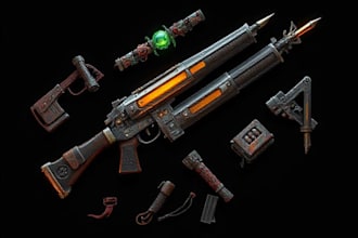design creative concept art of weapons and items