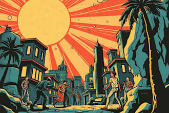 draw a retro vintage comic illustration