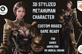 design custom stylized or hyper realistic 3d metahuman character in ue or unity