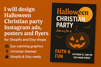 design halloween christian party instagram ads posters flyers for shopify etsy