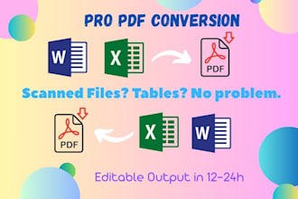 convert scanned PDF or jpeg to editable word or excel