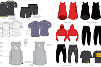design activewear, sportswear, streetwear yoga, gym tech pack for manufacturers
