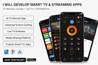 develop tv remote app, tv cast app, streaming app, screen sharing app, tv apps