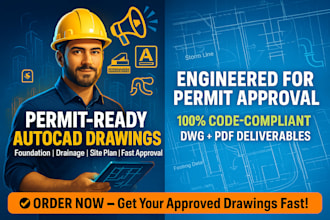 design permit ready autocad drawing, site plan, foundation and drainage plan