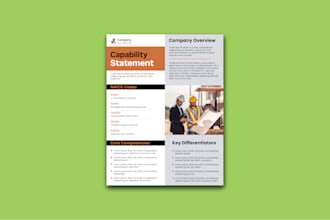 do one page a4 capability statement and sell sheet design
