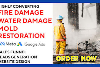 generate fire damage water damage mold restoration leads and build website