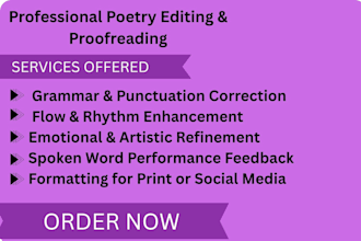 edit and proofread your poem or spoken word piece with artistic precision