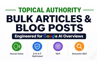 write SEO bulk articles and blog posts for topical authority
