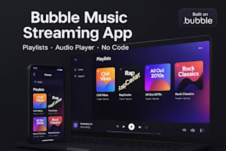develop a bubble music streaming platform with playlists and audio player