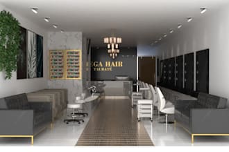 create 3d interior design for beauty salon, spa, barber, tattoo studio,nail lash