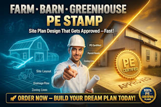 design farm barn, carport, greenhouse and barndominium site plan and pe stamp