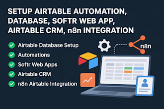 setup airtable automation, database, softr webapp, airtable crm, n8n airtable