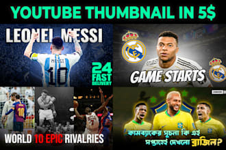 design sports, football, soccer, podcast, youtube thumbnail in 24 hours