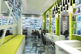 do 3d interior design beauty salon, spa, nail, barber, skin care, tattoo studio