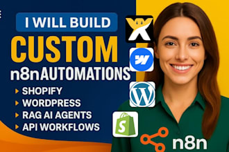 build custom n8n automations shopify, wordpress, rag ai agents, API workflows