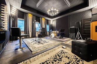design 3d music studio, photography studio, and recording rooms