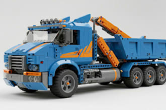 create a custom 3d lego truck model, lego sport car ,lego car design, rc model
