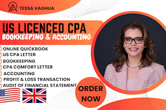 do US CPA bookkeeping, profit and loss, financial statement, quickbookonline