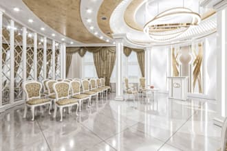 design and decorate 3d wedding hall, event space, ceremony hall, conference hall