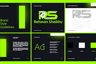 design business logo, brand kit, brand book, and brand style guidelines