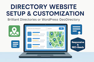 setup, customize brilliant directory website or wordpress geodirectory site
