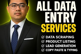 do data entry, web scraping, business prompt design, copy pest research operator