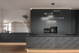 create custom kitchen design, layout and 3d rendering
