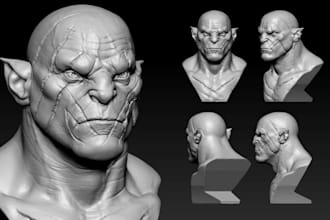 sculpt 3d printable busts,realistic head model,portrait figure,3d face model,stl