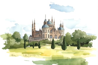 draw original watercolor landscape or architecture art