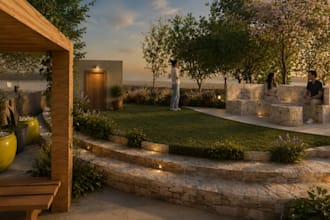 do 3d landscape design of garden and render on v ray