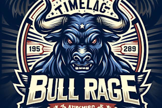 do custom vintage timeless bull rage mascot logo with t shirt design