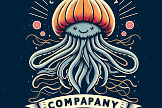 design a vintage jellyfish mascot logo with t shirt design