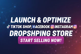 launch and optimize tiktok shop, facebook and instagram dropshipping store