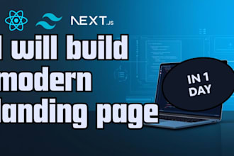 build reactjs, nextjs modern landing page in 1 day