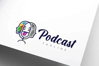 create modern podcast logo design for music studio radio entertainment