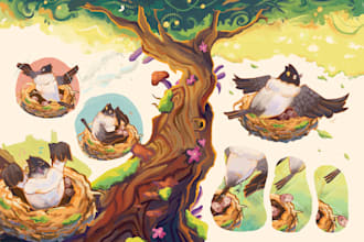 create beautiful professional children book illustration