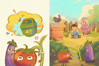 create beautiful professional children book illustration