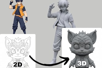 convert 2d to 3d model, figurine from image photo to stl 3d printing