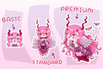draw cute anime chibi art, emotes, stickers, pfp
