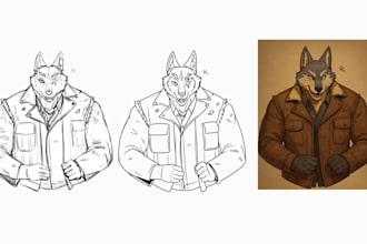 draw furry character reference sheet, furry anthro nsfw oc ref sheet for fursuit