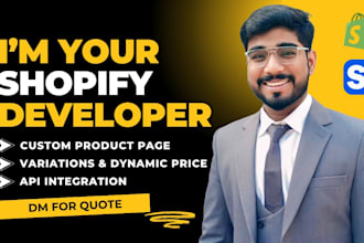 do a custom shopify product page with dynamic and advanced variations