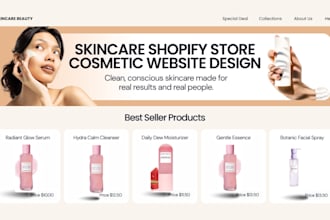 build shopify skincare store cosmetics website makeup skincare shopify store