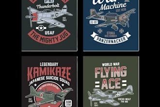 design premium vintage fighter jet logo t shirt design