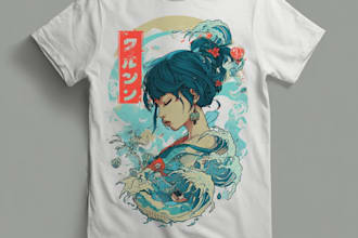 make japanese t shirt design illustration