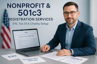 setup and file your charity registration non profit tax id filling 501c3 ngo ein